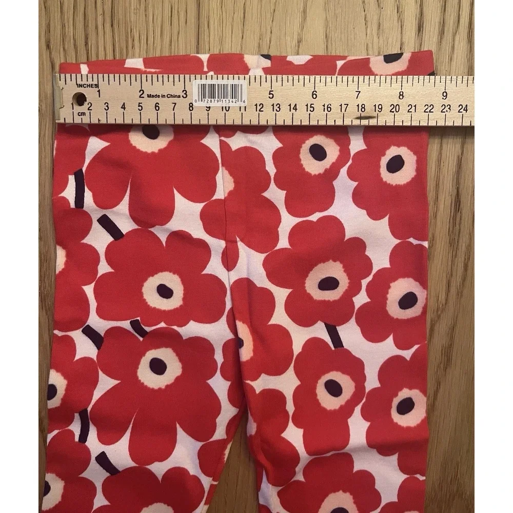 Marimekko Unikko Girls Sleep Pants Size 3Y Red Flower‎ Floral 100% Cotton